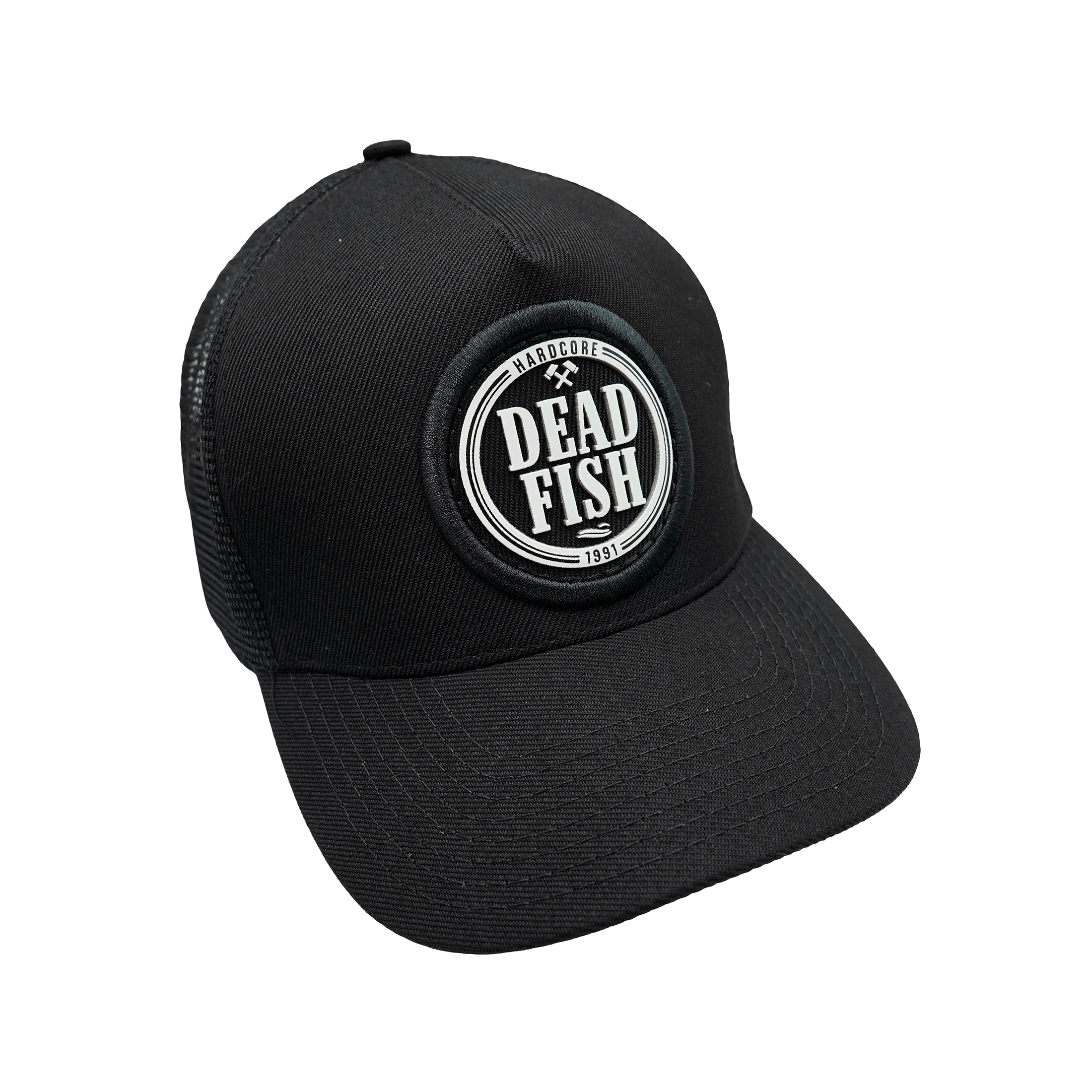 Boné Trucker Brasão Dead Fish - Preto