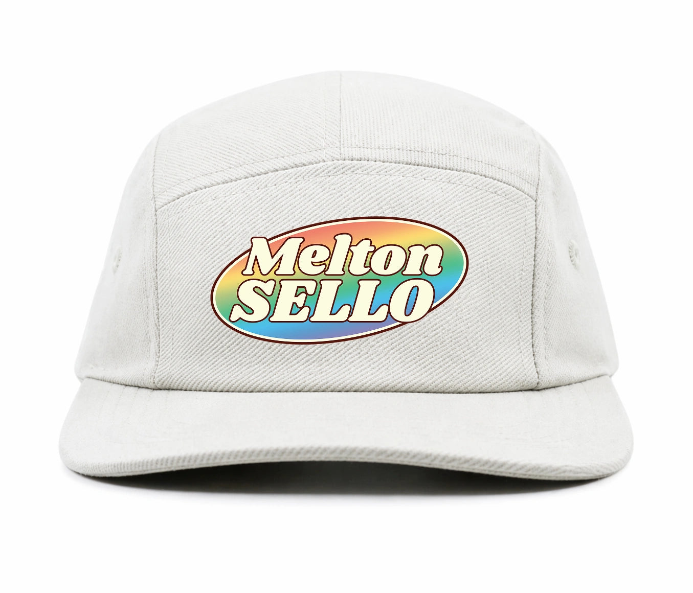 Boné 5 Panel Melton Sello Logo Arco Íris - Branco