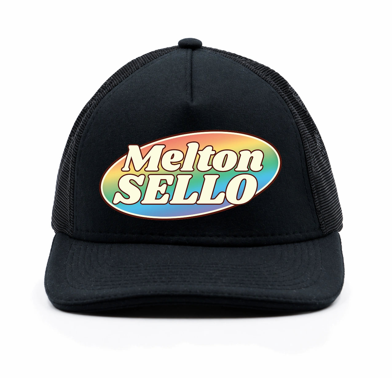Boné Trucker Melton Sello Logo Arco Íris - Preto (NOVO)
