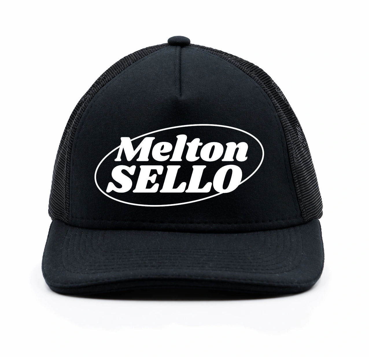 Boné Trucker Melton Sello Logo Branca - Preto