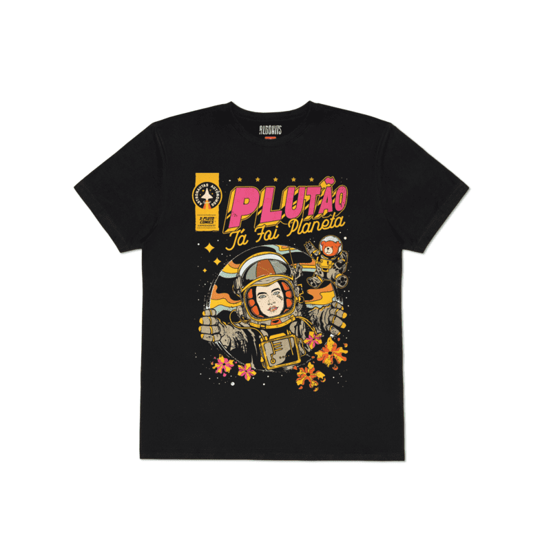 Camiseta Astronauta Plutão Já Foi Planeta – Preto