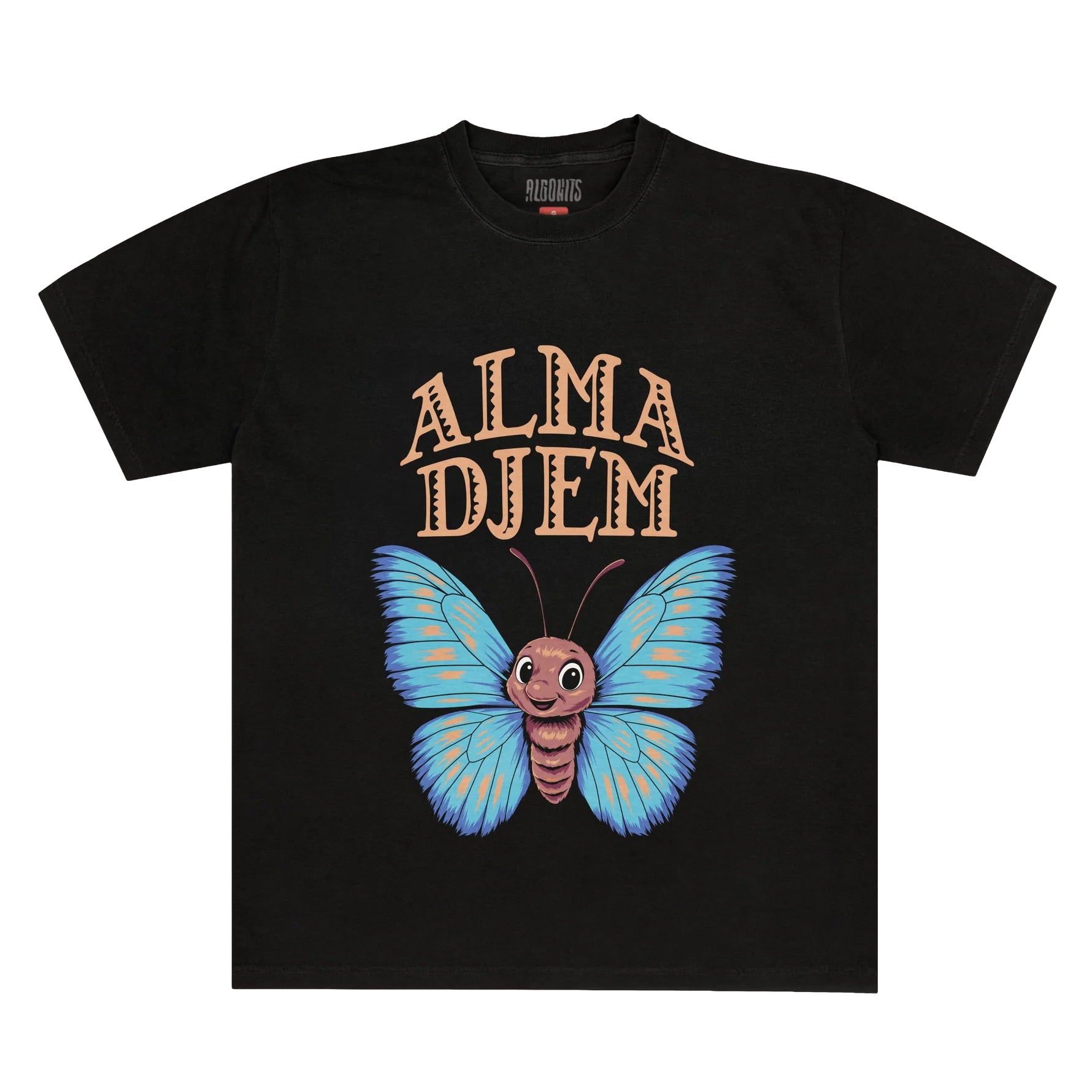 Camiseta Infantil Borboleta Azul Alma Djem - Preto