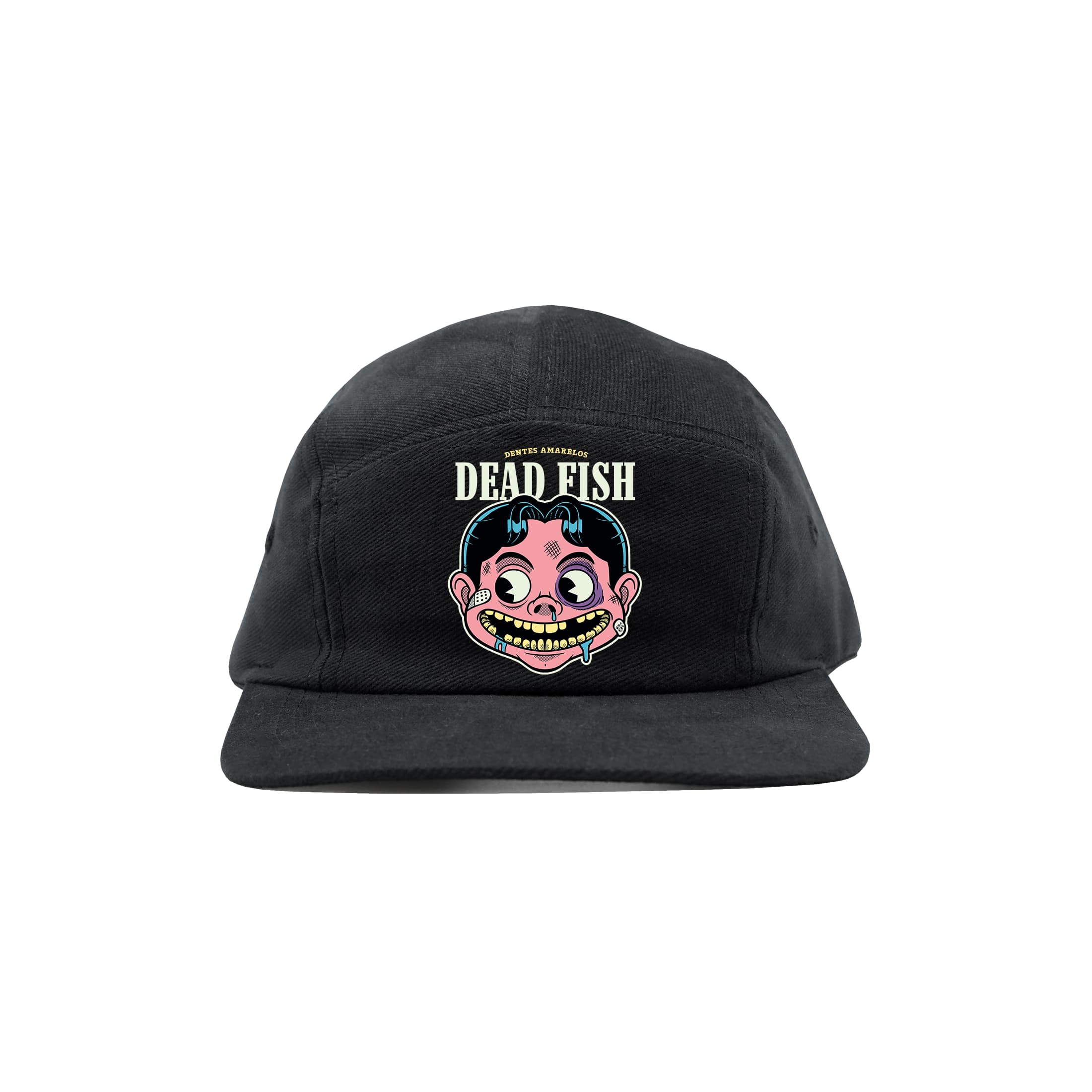 Boné 5 Panel Dentes Amarelos (34 anos) Dead Fish - Preto