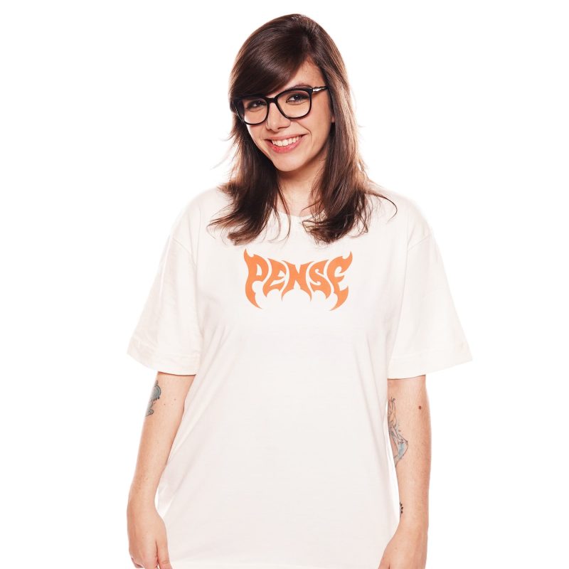 Camiseta Hardcore Tá Vivo Pense - Off White
