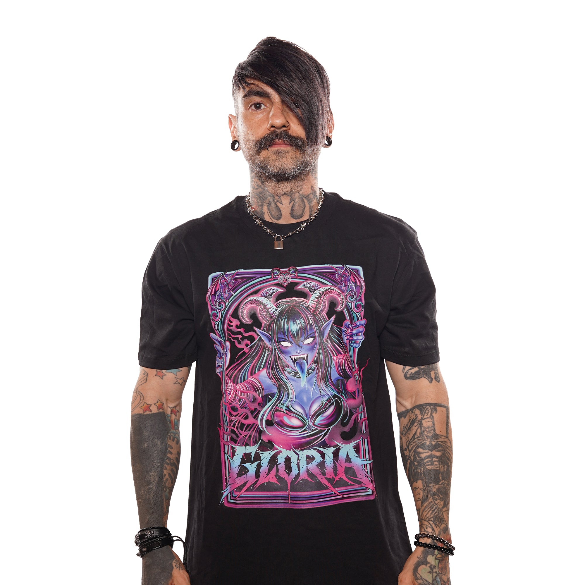 Camiseta Sucubus Estampa Frente Gloria - Preto