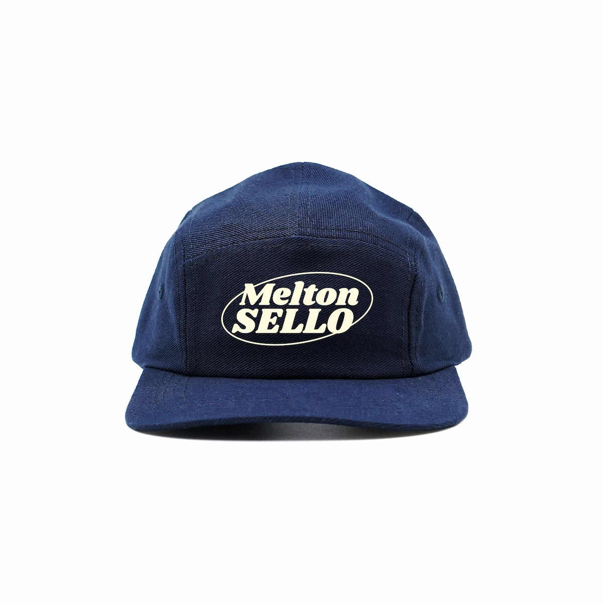Boné 5 Panel Melton Sello Logo Branca - Azul