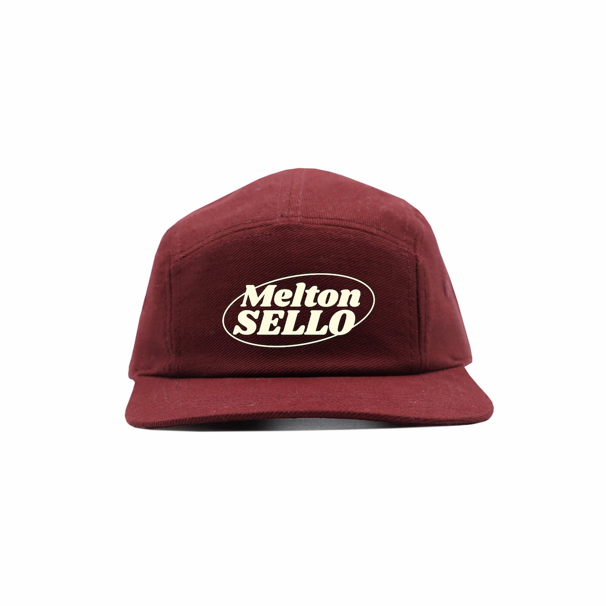 Boné 5 Panel Melton Sello Logo Branca - Bordô