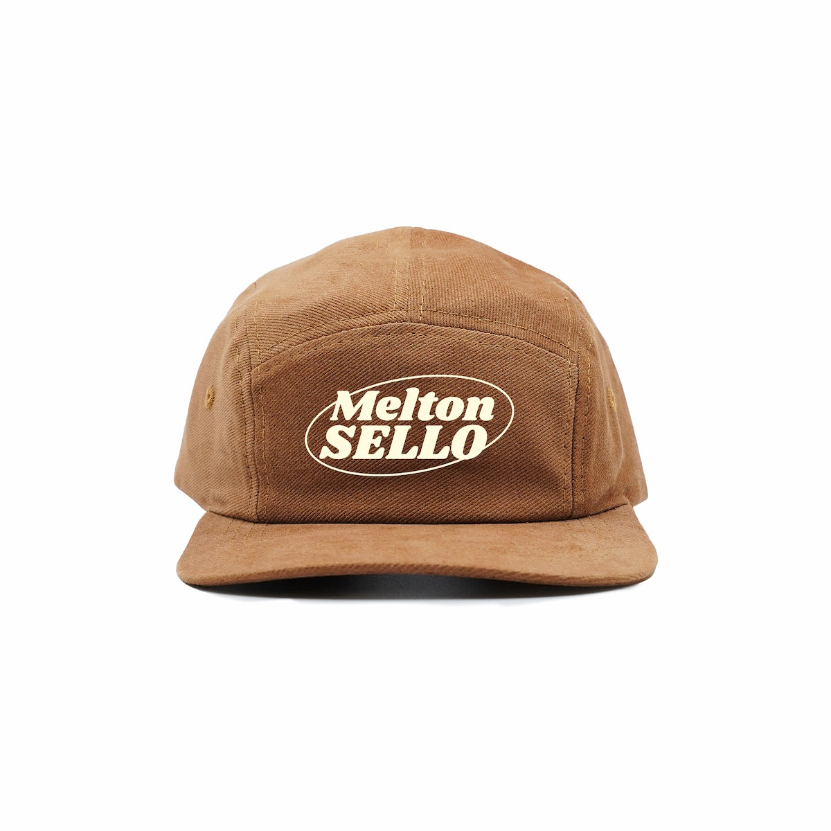 Boné 5 Panel Melton Sello Logo Branca - Marrom