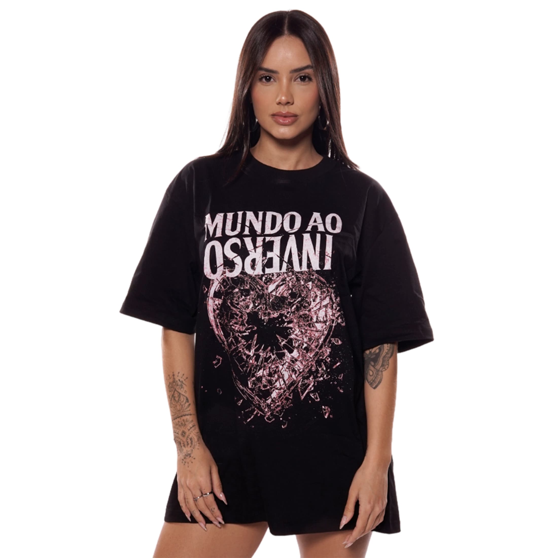 Camiseta Mundo ao Inverso Júlia Rezende - Preto