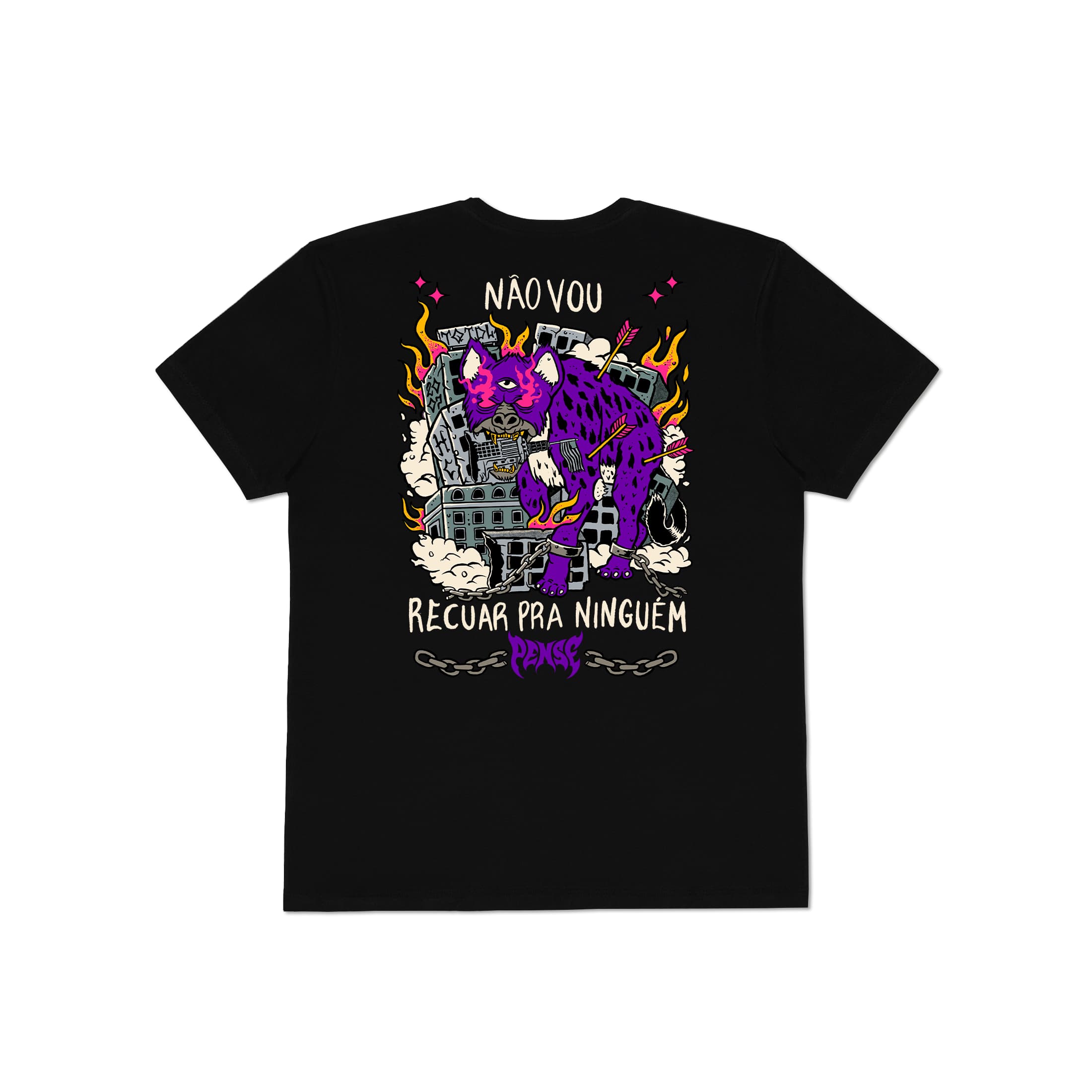 Camiseta Não Vou Recuar Pra Ninguém Pense - Preto