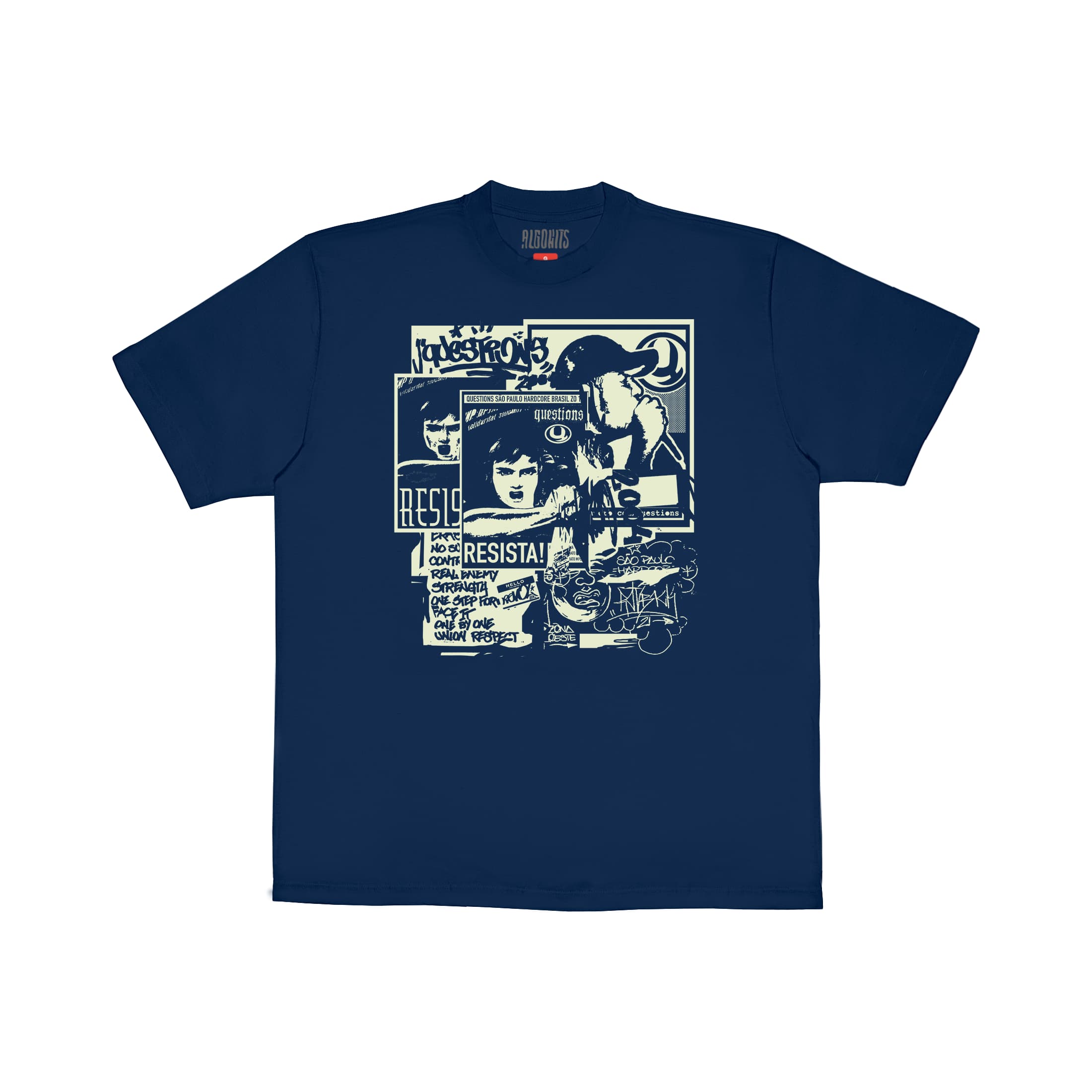 Camiseta Tablóide Questions - Azul
