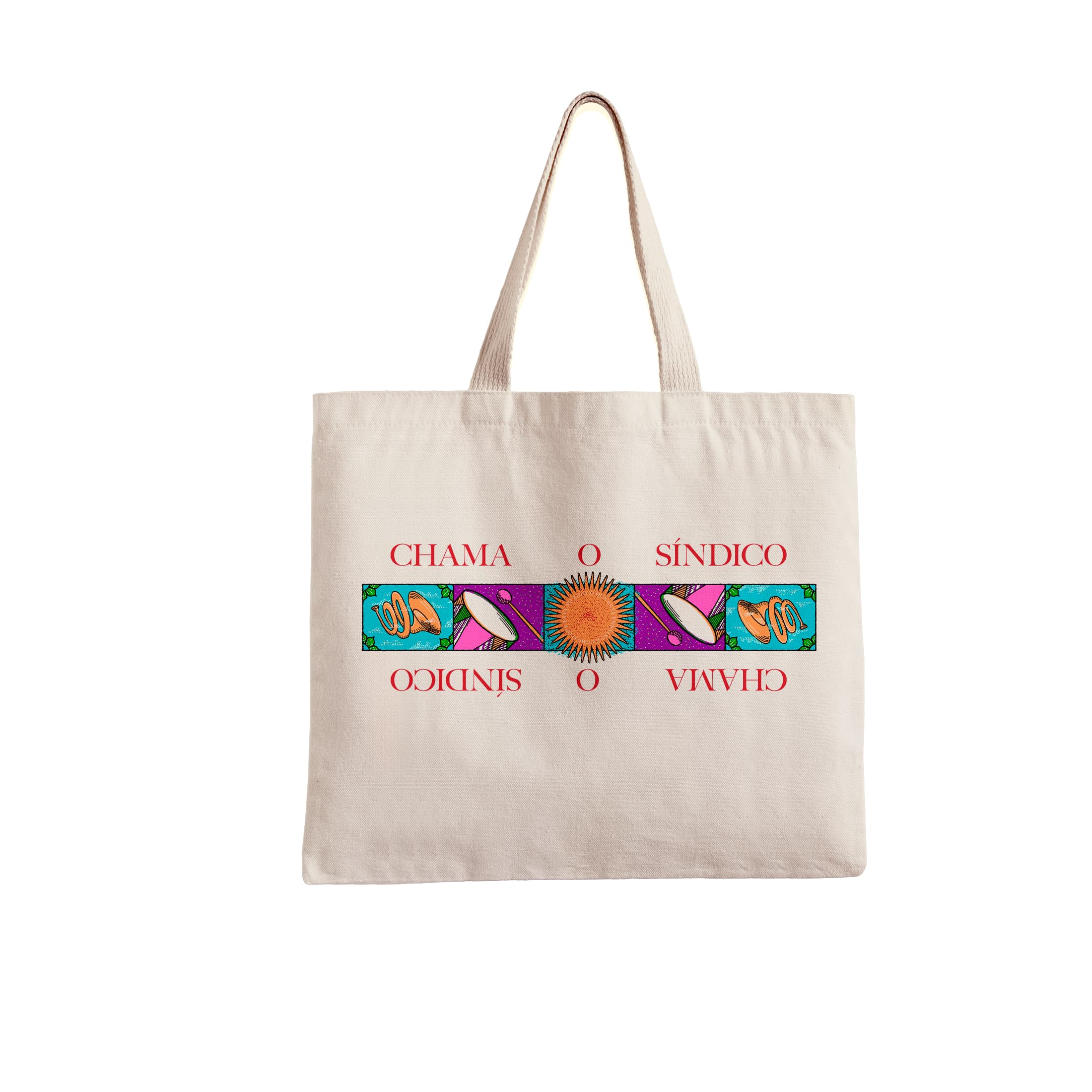 Ecobag Eu Vou Torcer Pela Paz Chama o Síndico - Off White